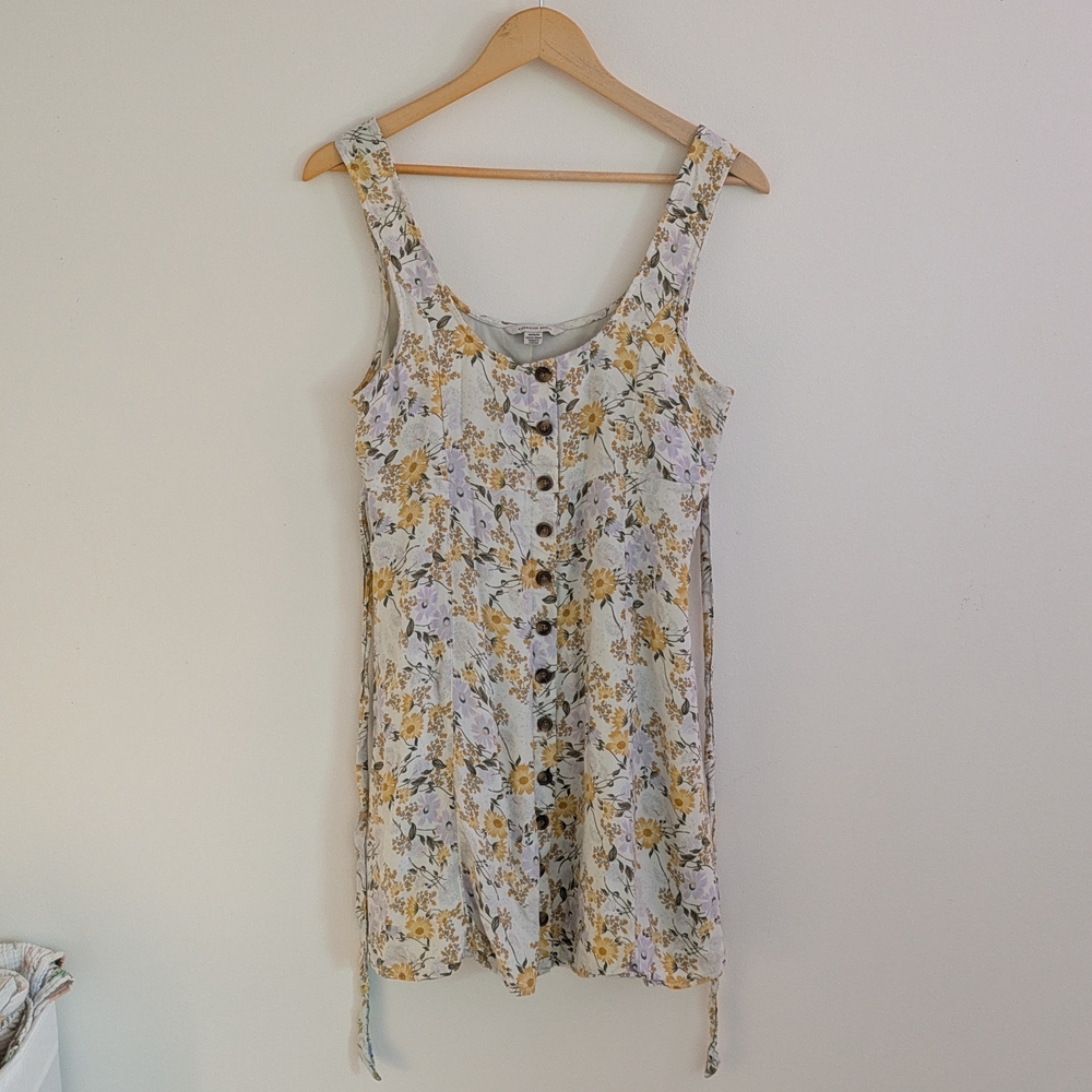 American Eagle M Floral Front Button-Down Mini Dress Hyacinth Daisy